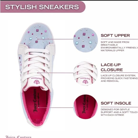 BRAND NEW JUICY COUTURE GIRLS WALKING  LACE-UP SNEAKERS G1 - Picture 1 of 16